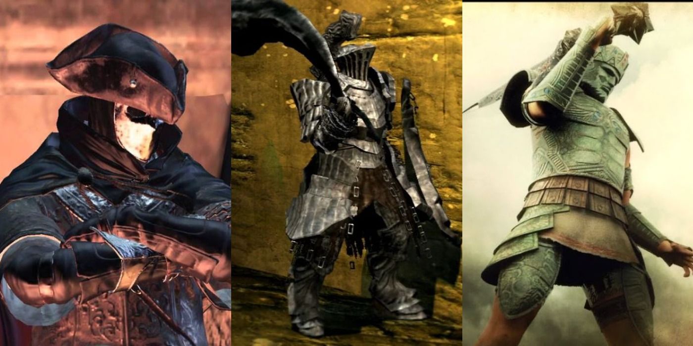 Leonhard, Havel the Rock, and Old King Doran from the Dark Souls games.