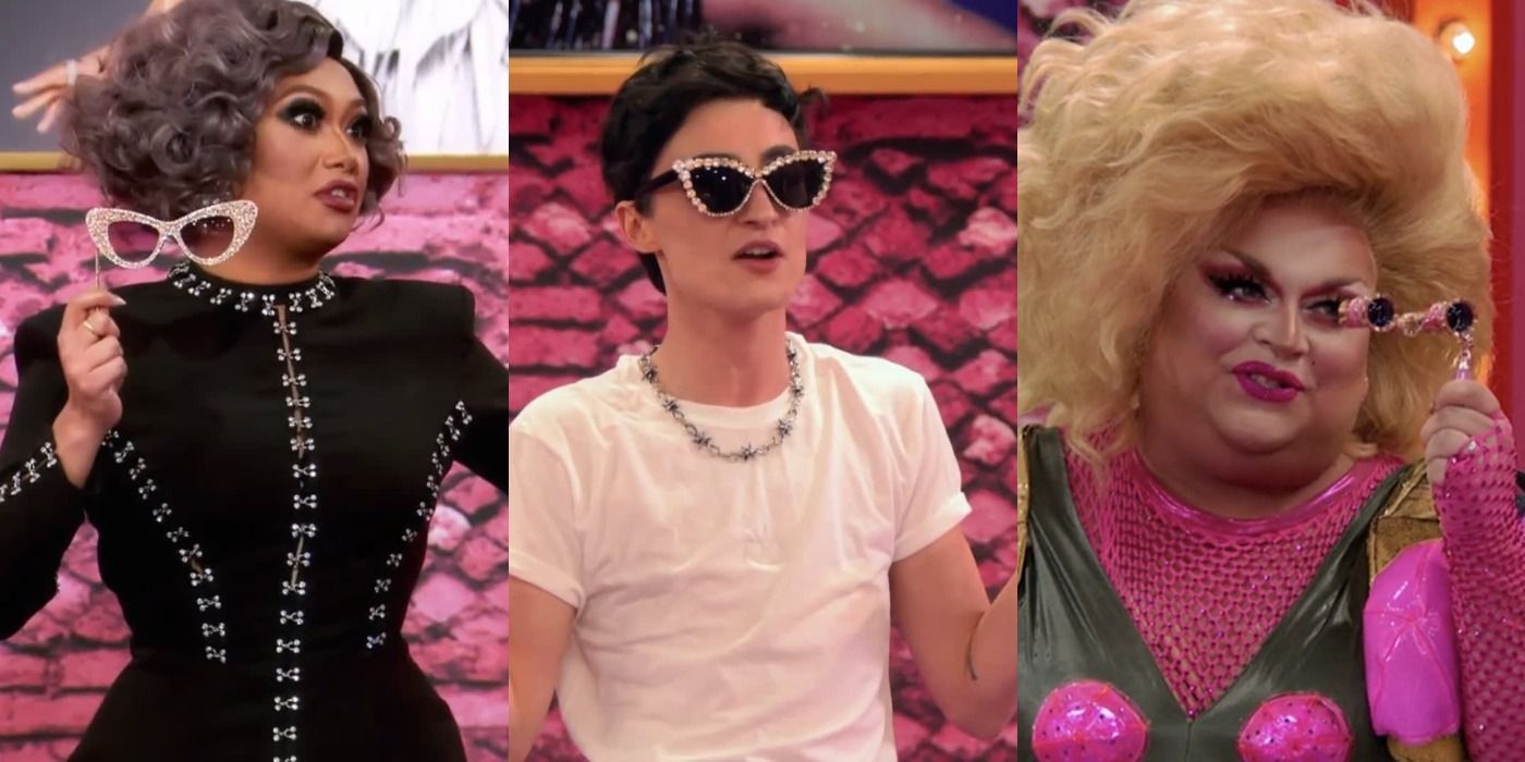 A split image of Jujubee, Gottmik and Ginger Minj from the Reading Challenge in RuPaul's Drag Race.