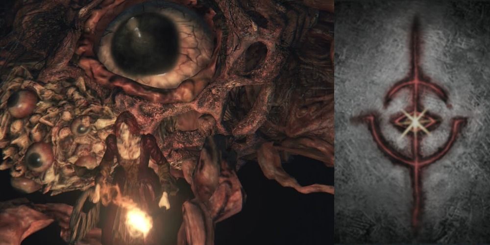 The Brain of Mensis and the Moon Rune in Bloodborne.