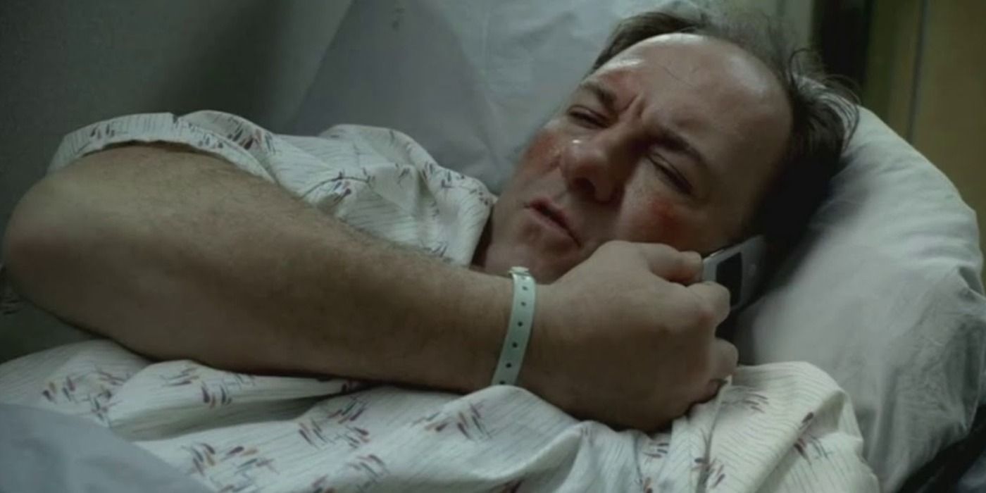 Tony talking on his cell phone in the hospital in The Sopranos.