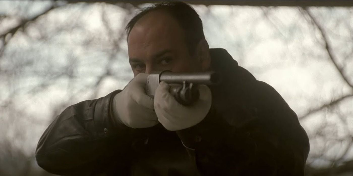 Tony aiming a shotgun in The Sopranos.