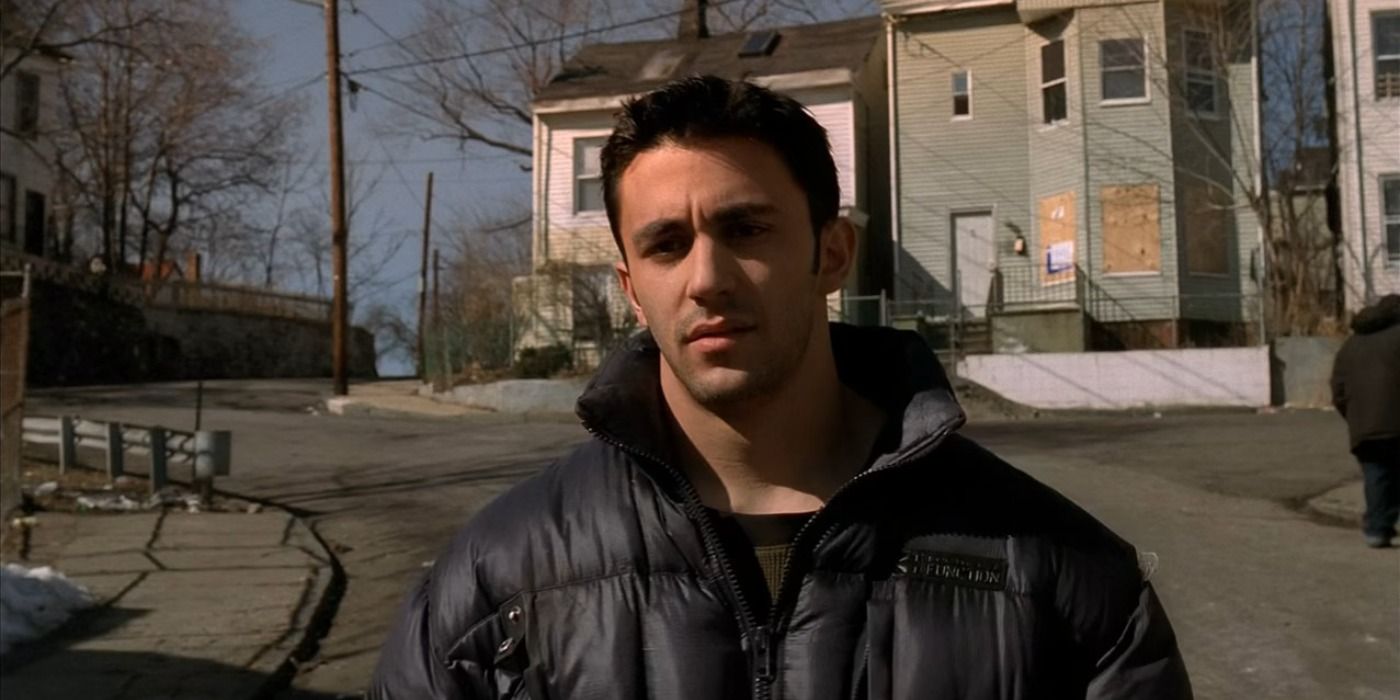Jackie walking outside in The Sopranos with a heavy jacket