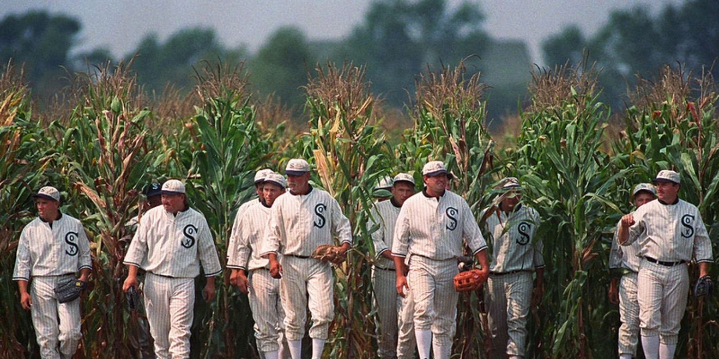 Baseball players in a corn field in Field of Dreams