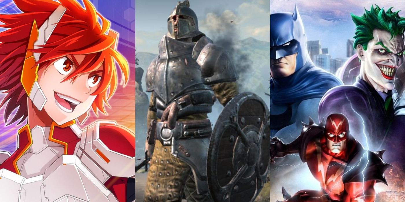 Split image of the video games Dawn of the Breakers, The Elder Scrolls Blades, and DC Universe.