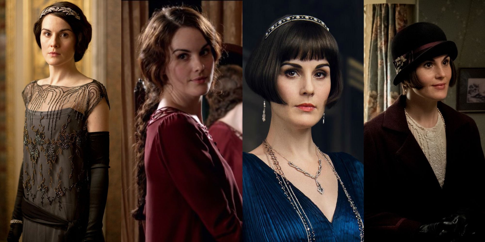 Four images of Mary from Downton Abbey.