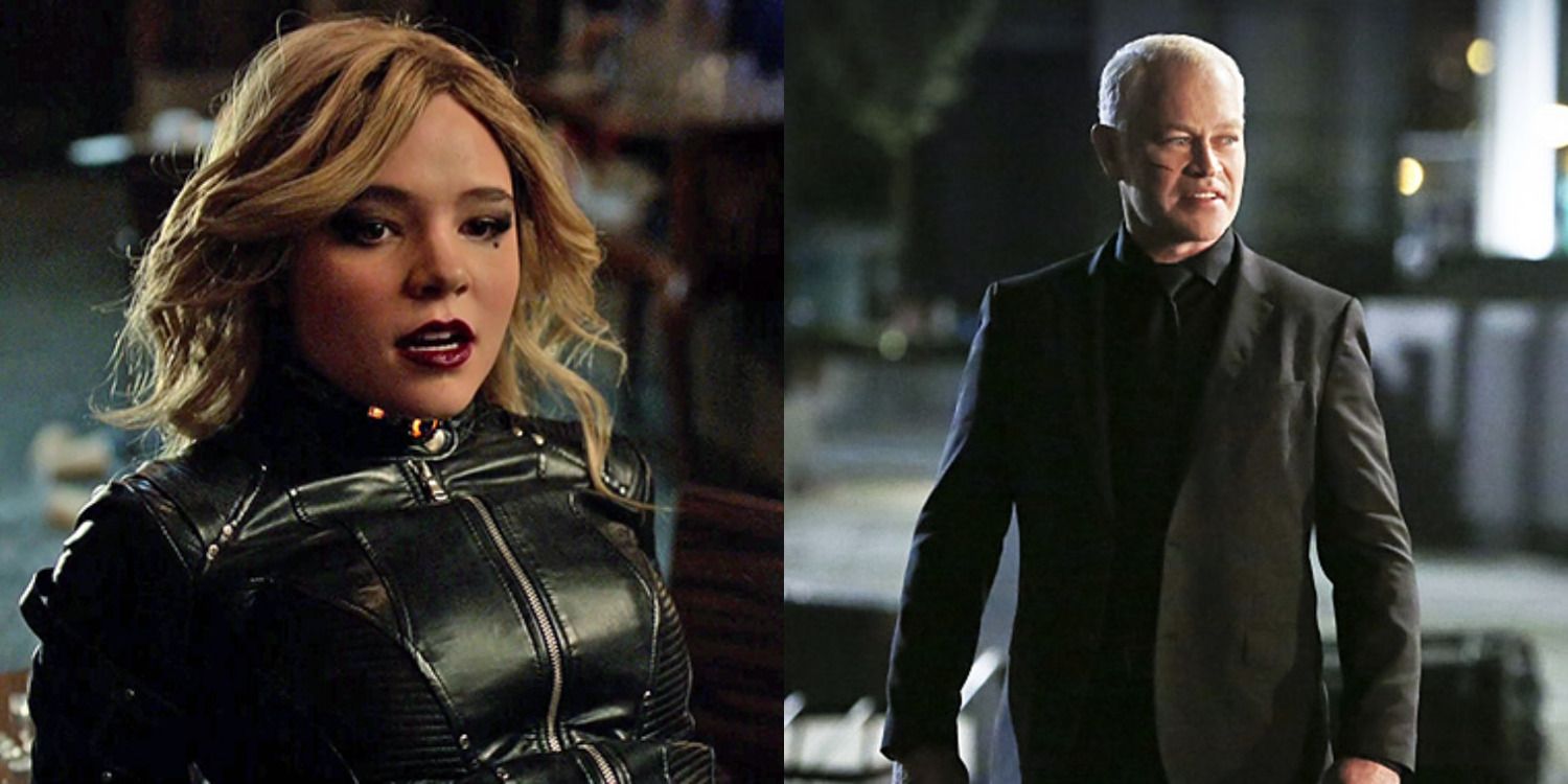 A split image of Black Canary and Damien Darhk in Arrow