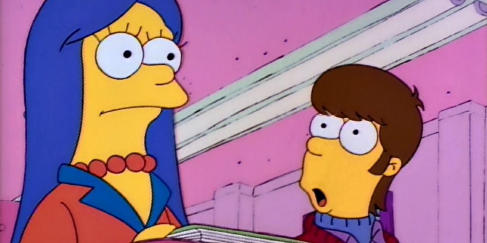 Marge and Homer in high school on The Simpsons