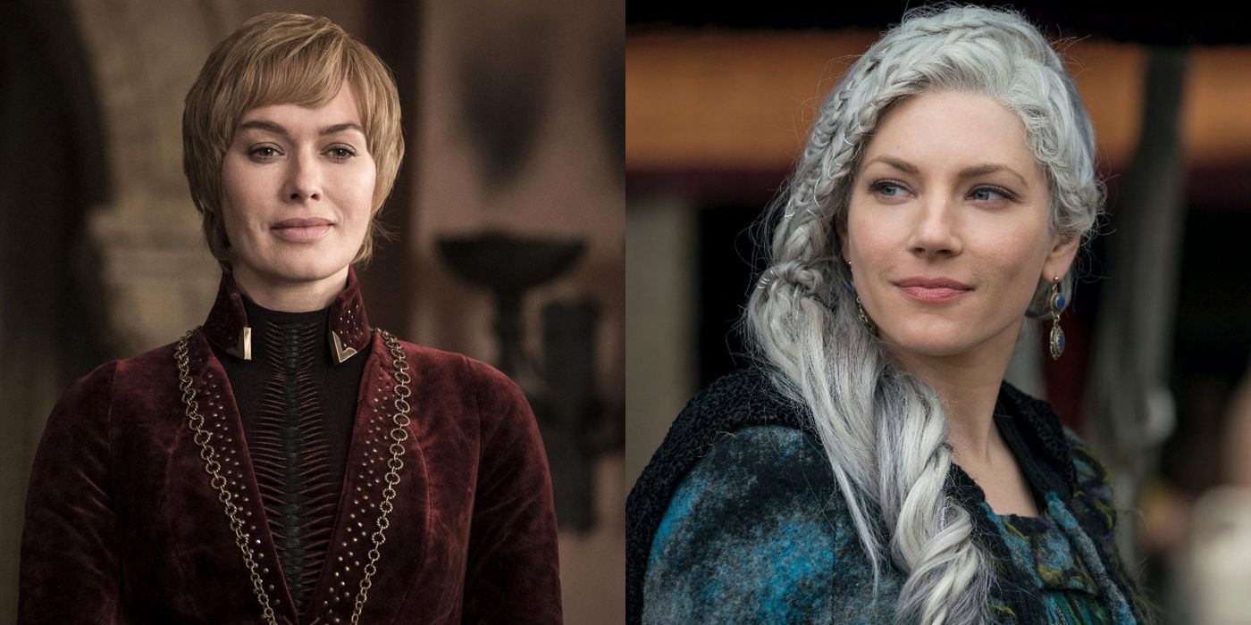 split image cersei game of thrones and lagertha vikings 1