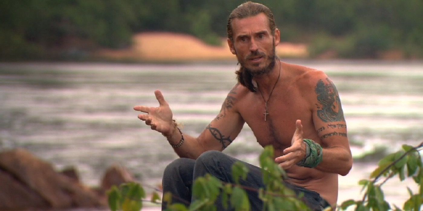 Coach getting passionate during a confessional on Survivor
