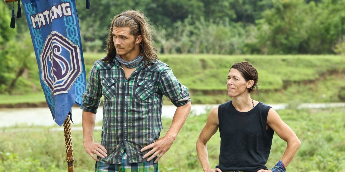 Malcolm and Denise as the last two standing on their Survivor tribe