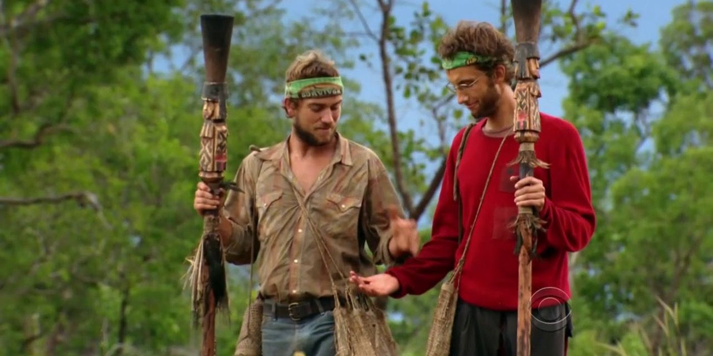 Stephen and JT on their way to tribal council on Survivor
