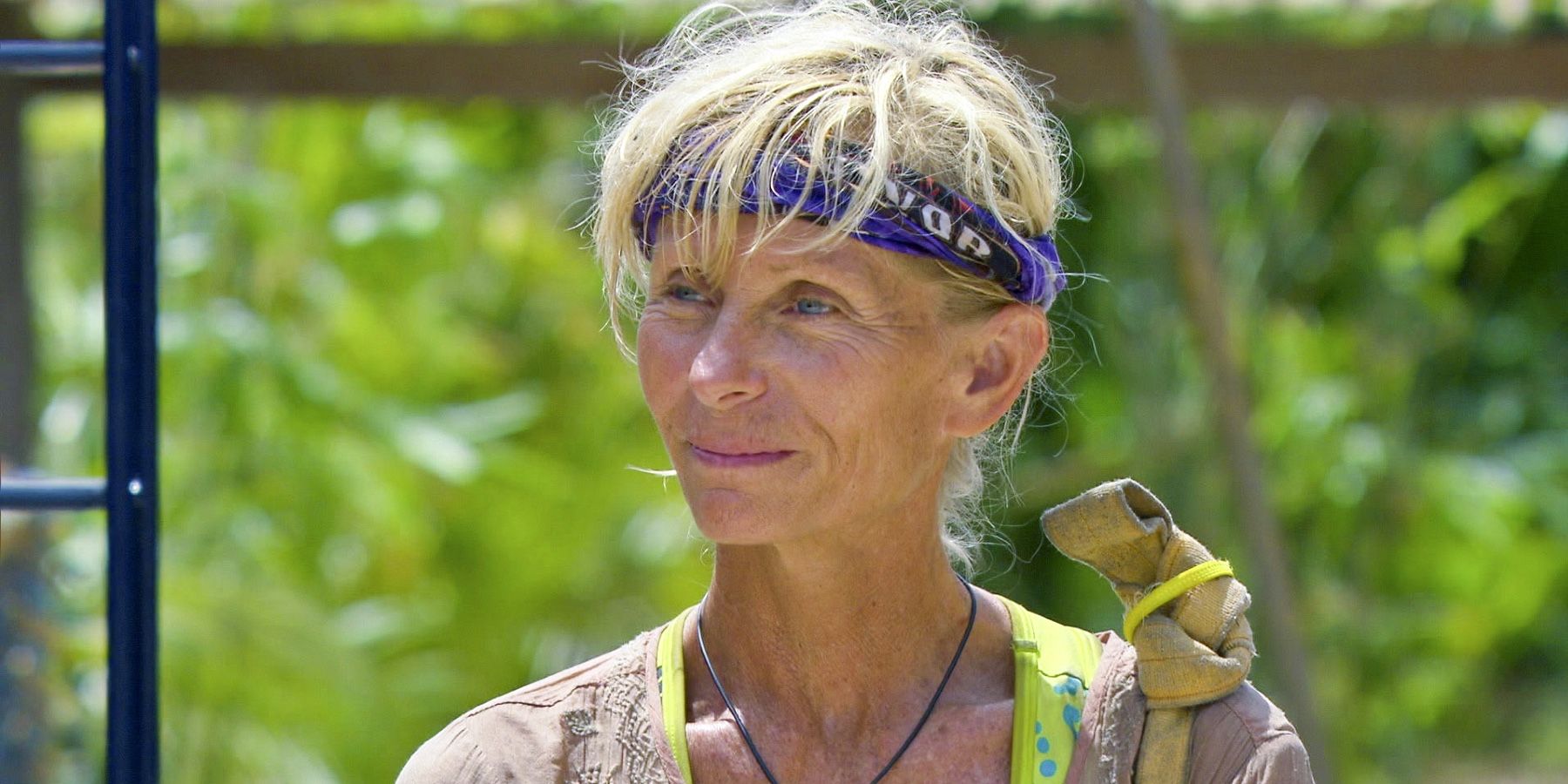 Tina Wesson wears her game face at a challenge for Survivor: Blood vs. Water