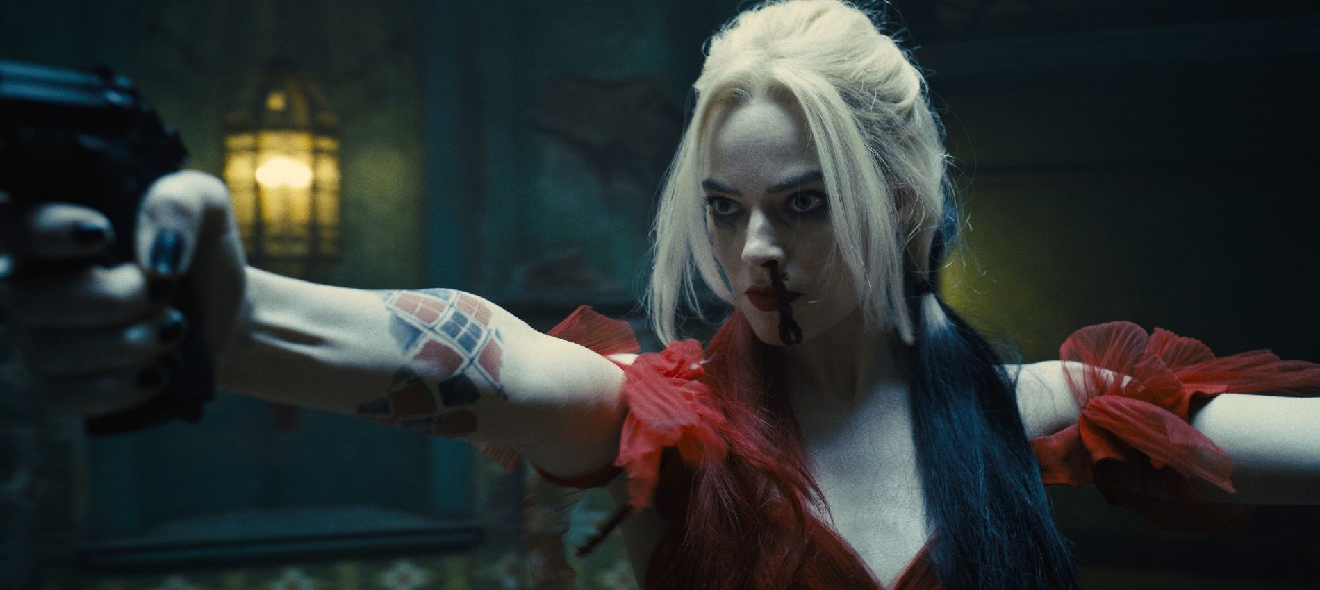 Harley Quinn dual wielding pistols in James Gunn's The Suicide Squad