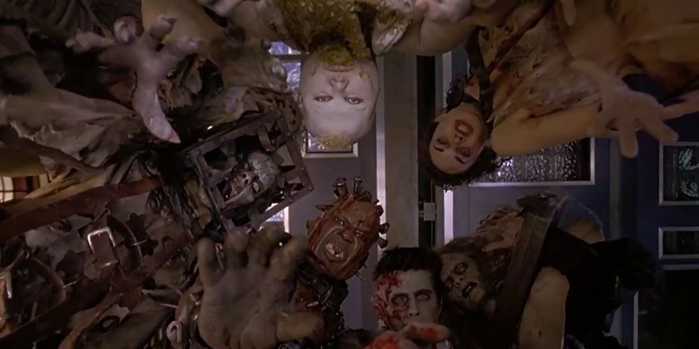 Low angle shot of all the ghosts gathered in one place in Thir13en Ghosts