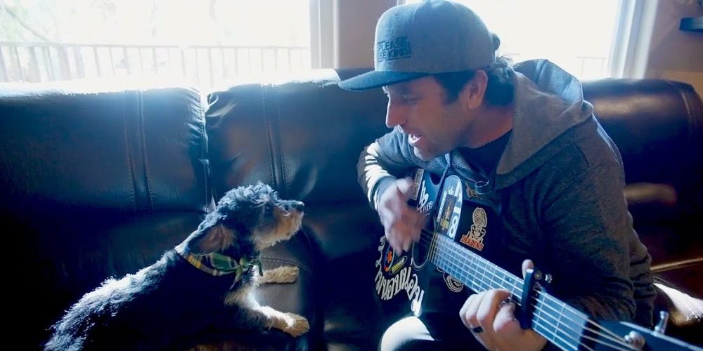 TJ Lavin plays guitar for his dog on MTV Cribs
