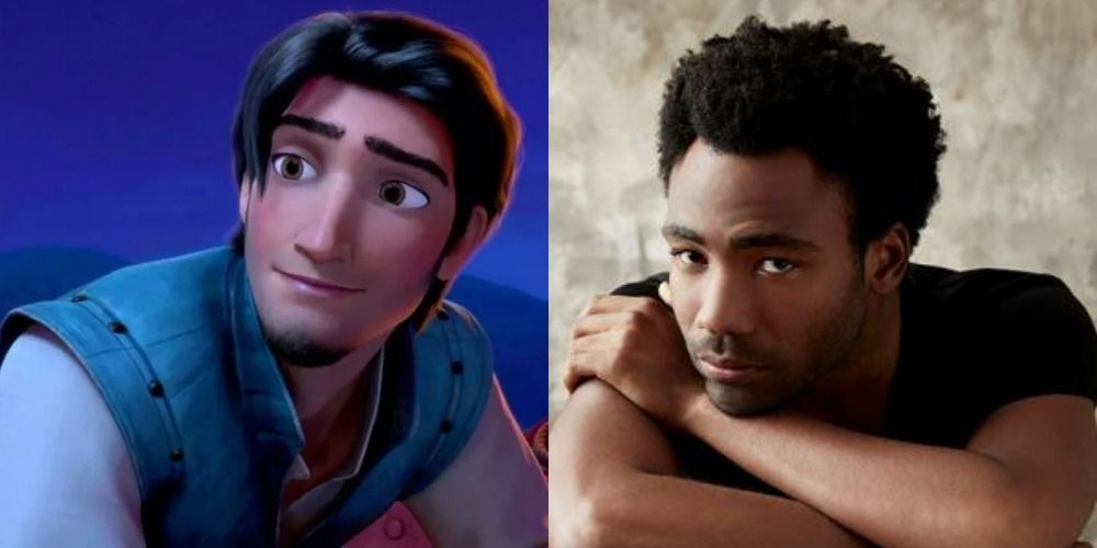 two pictures, Flynn Rider from Tangled and Donald Glover