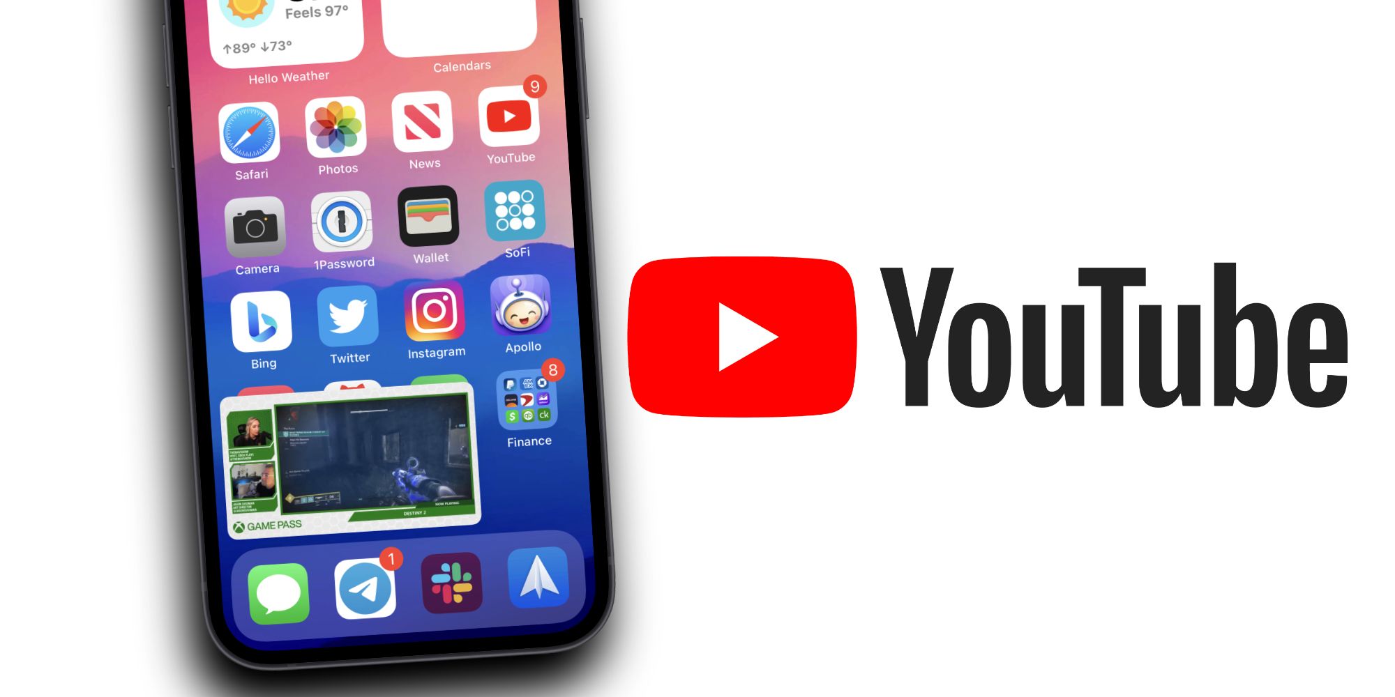 iOS picture-in-picture with the YouTube logo