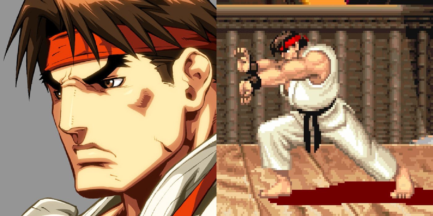 Split image of Ryu from Street Fighter II