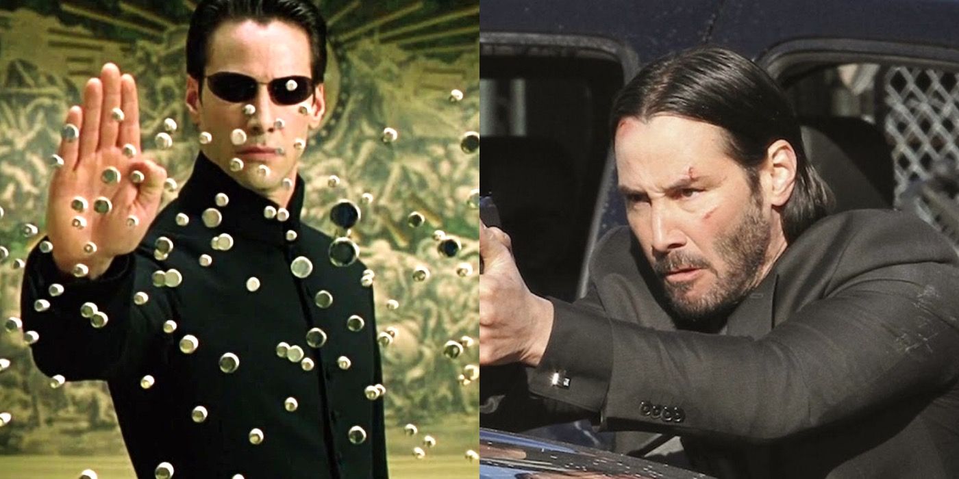split image of The Matrix and John Wick