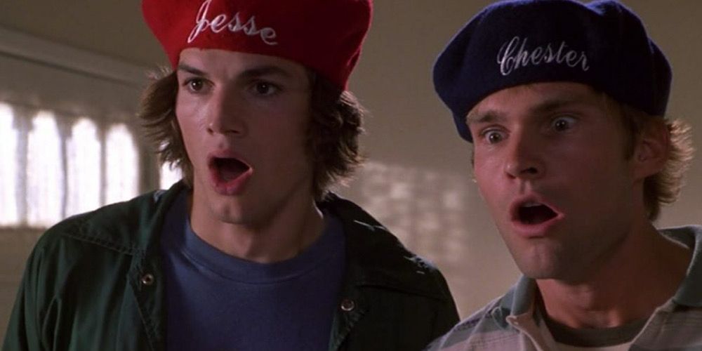 Jesse and Chester wear hats with their names on in Dude, Where’s my Car
