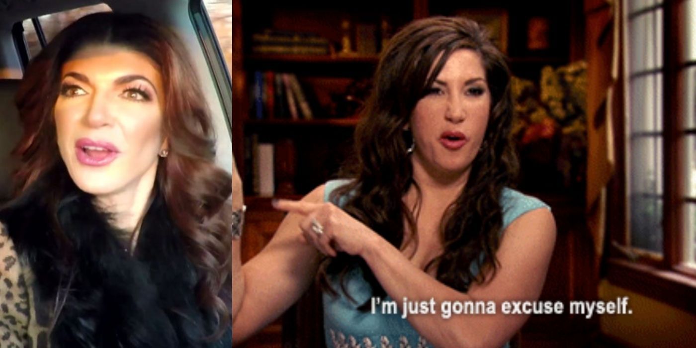 A split image of Jacqueline and Teresa in the episode 'And Then There Were Four' on RHONJ