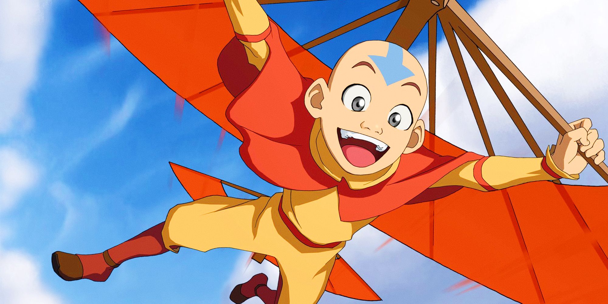 Aang flying with a pair of wings in ATLA