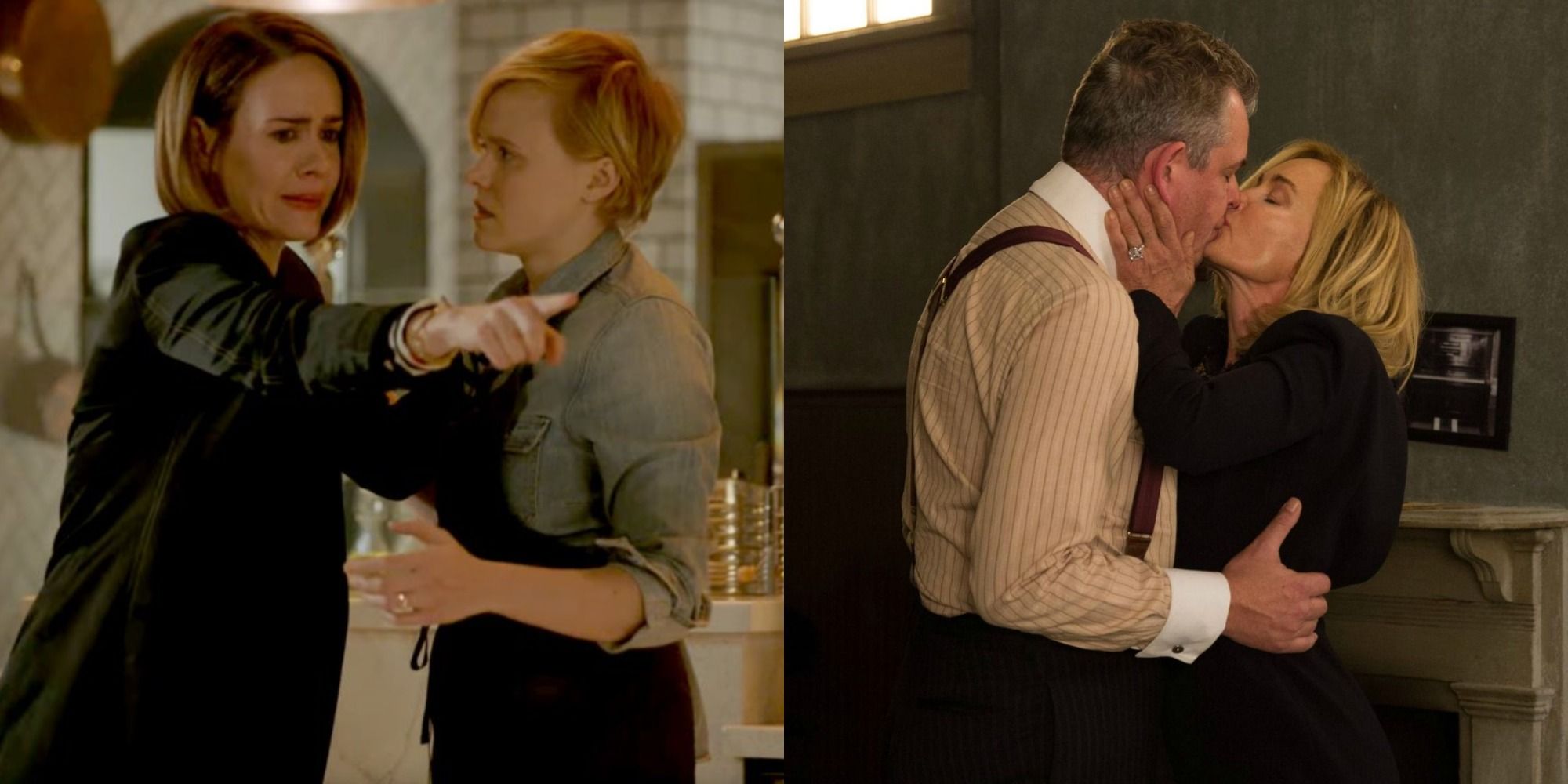 Split image of couples from the American Horror Story series.