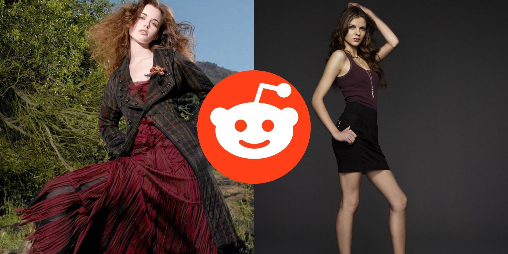 Split image showing Nicole and Katarzyna in ANTM, and the Reddit logo
