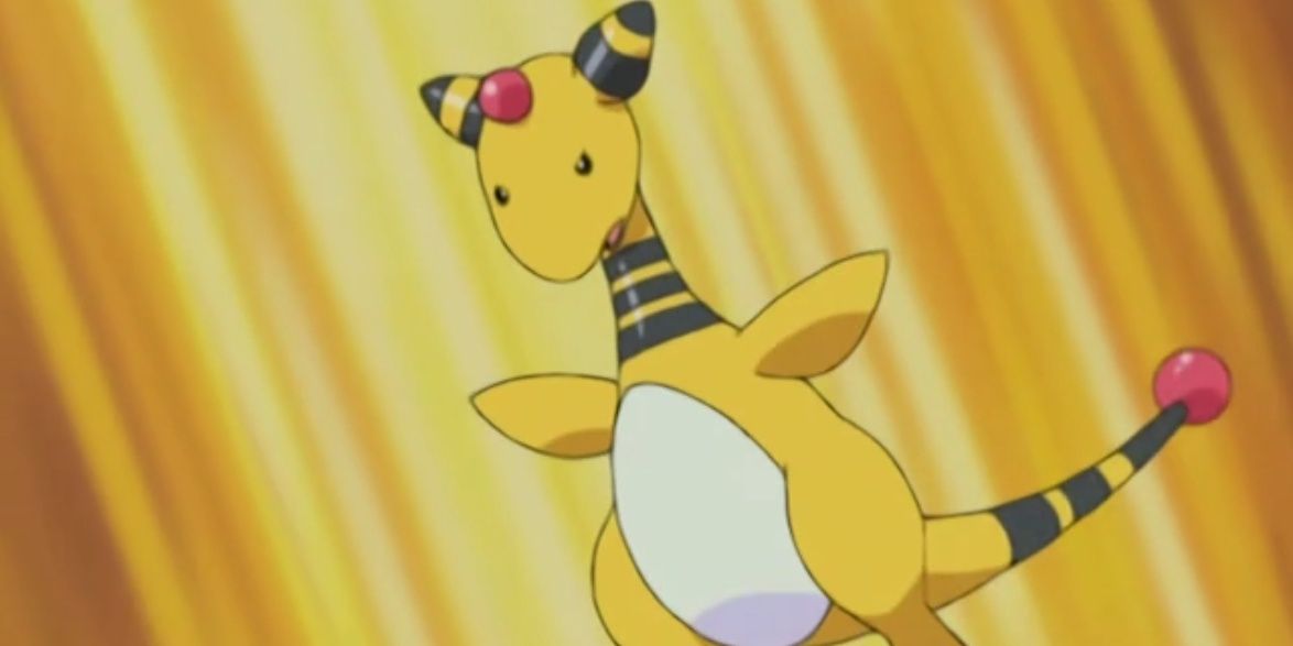 Watt's Ampharos jumping in the Pokémon anime