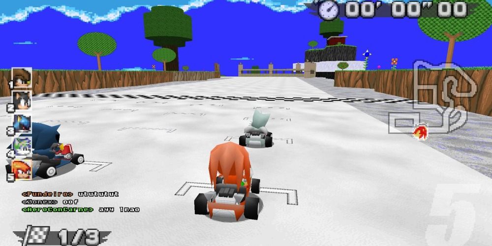 An image of Knuckles and Sonic sitting in go-carts in Sonic Robo Blast 2 Kart
