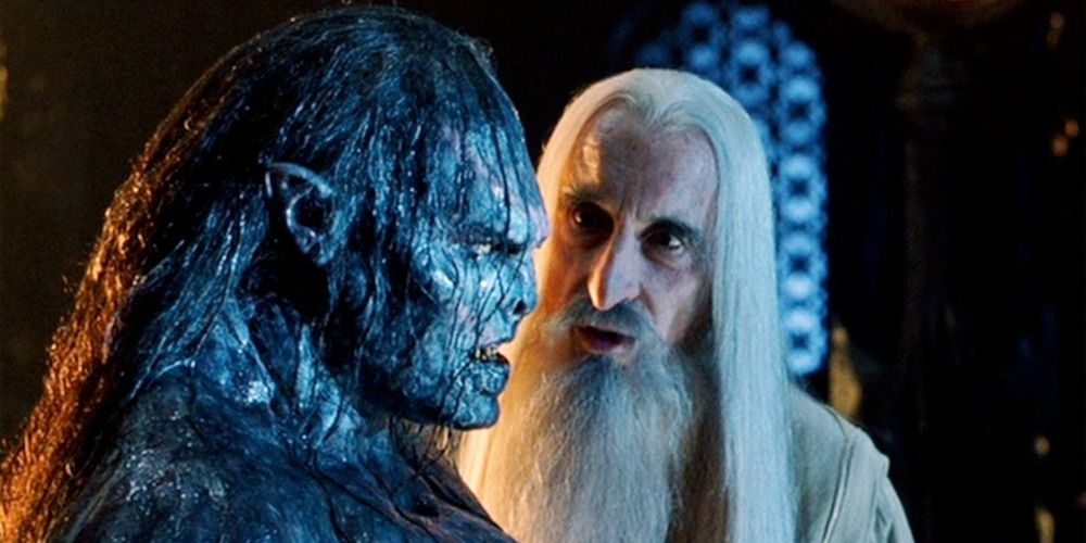 An image of Saurman giving orders to the Uruk Hai in Lord of the Rings