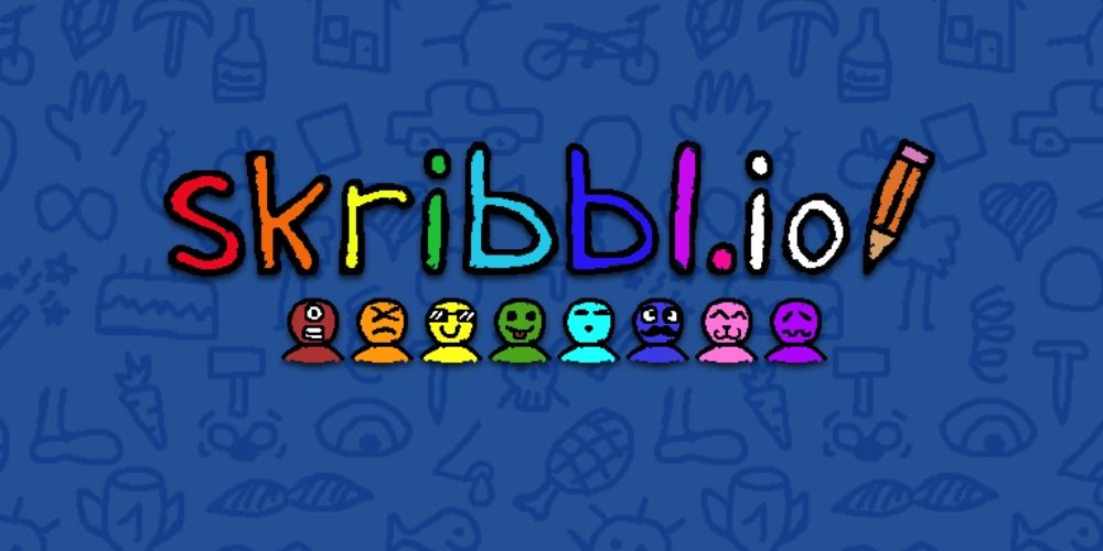 An image of the skrill.io logo, with text and cartoony faces in rainbow colors.