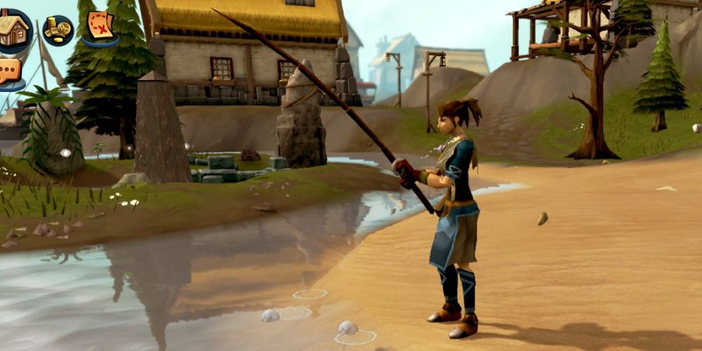 An image of the player's avatar fishing in Runescape