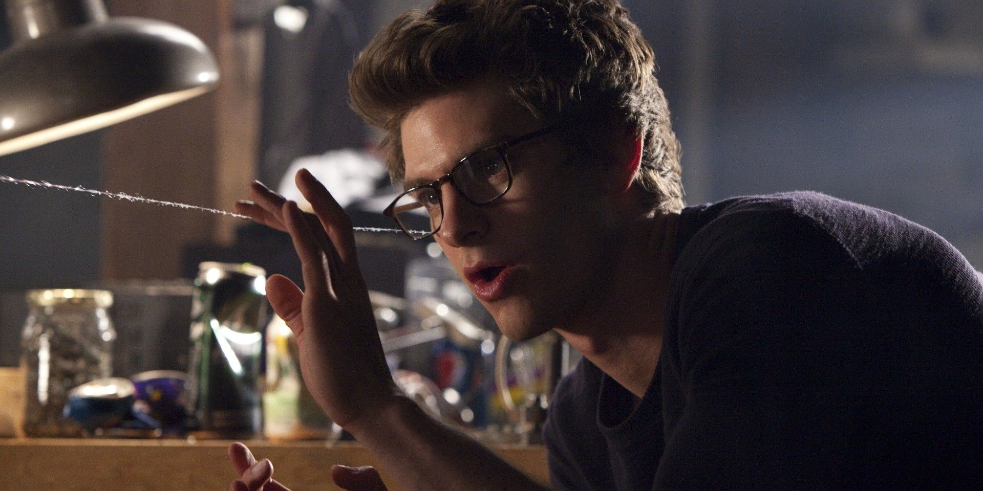 Peter Parker tests his webbing in The Amazing Spider-Man.
