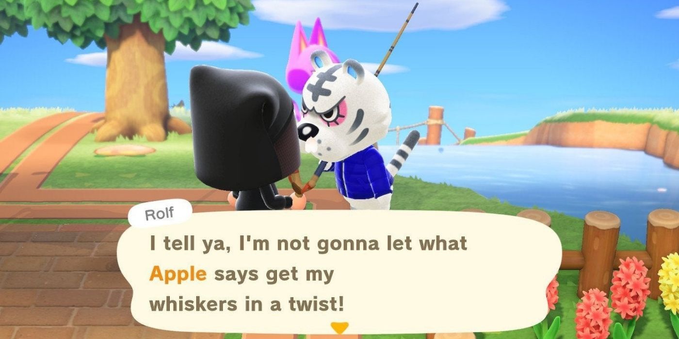 Rolf talking to a villager in Animal Crossing: New Horizons