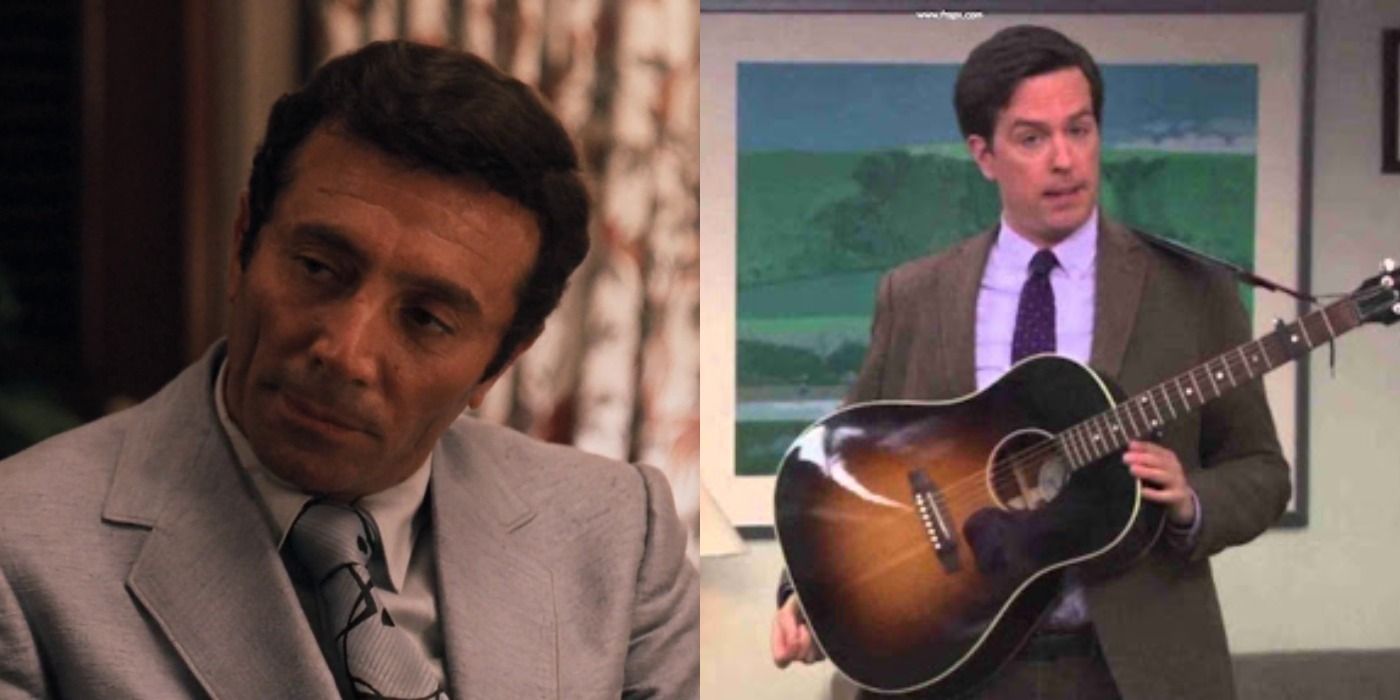 Split image of Johnny in The Godfather and Andy in the Office