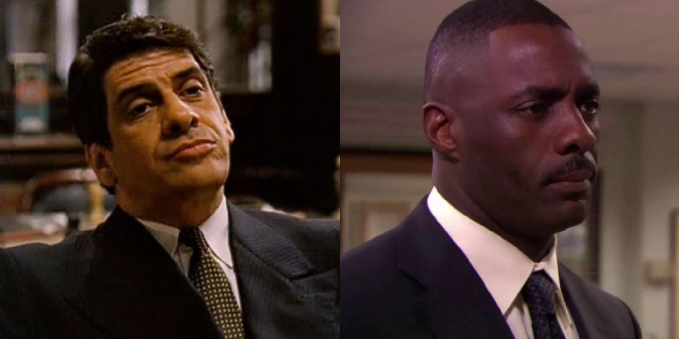 Split image of Sollozzo in The Godfather and Charles in the Office