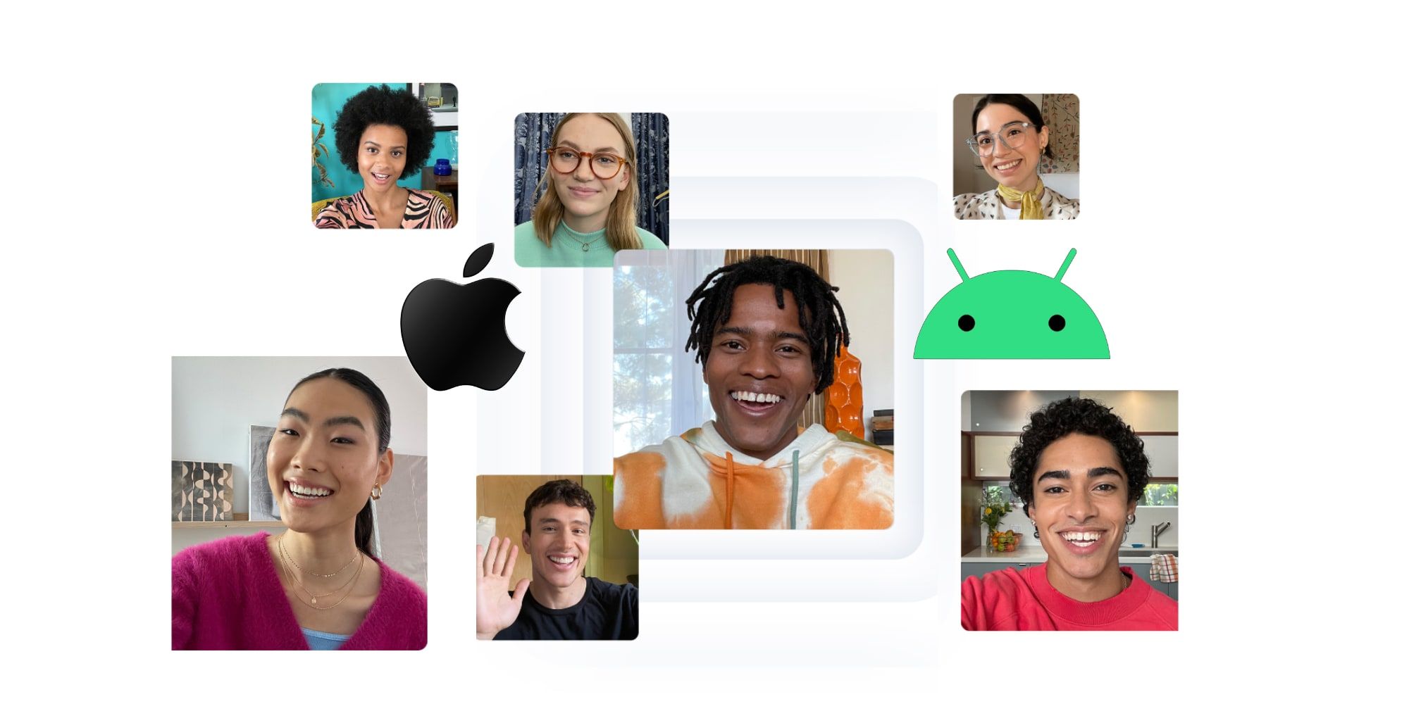 Apple FaceTime Android Logo With Lots Of Faces