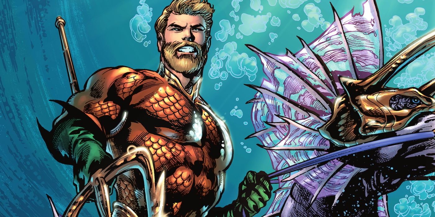 Aquaman riding a giant sea horse