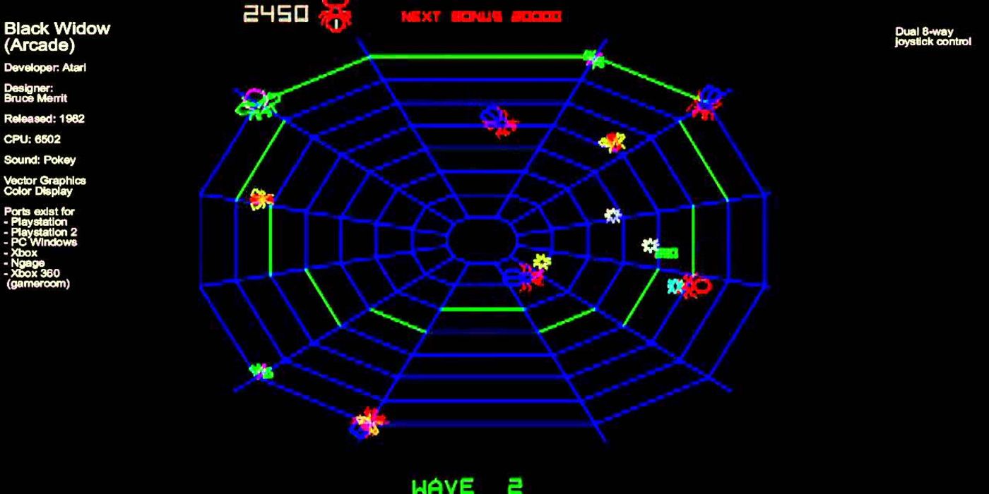 Screenshot of the classic Atari arcade game Black Widow.
