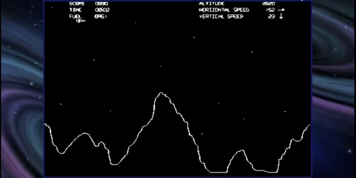 Screenshot of the classic Atari game Lunar Lander.