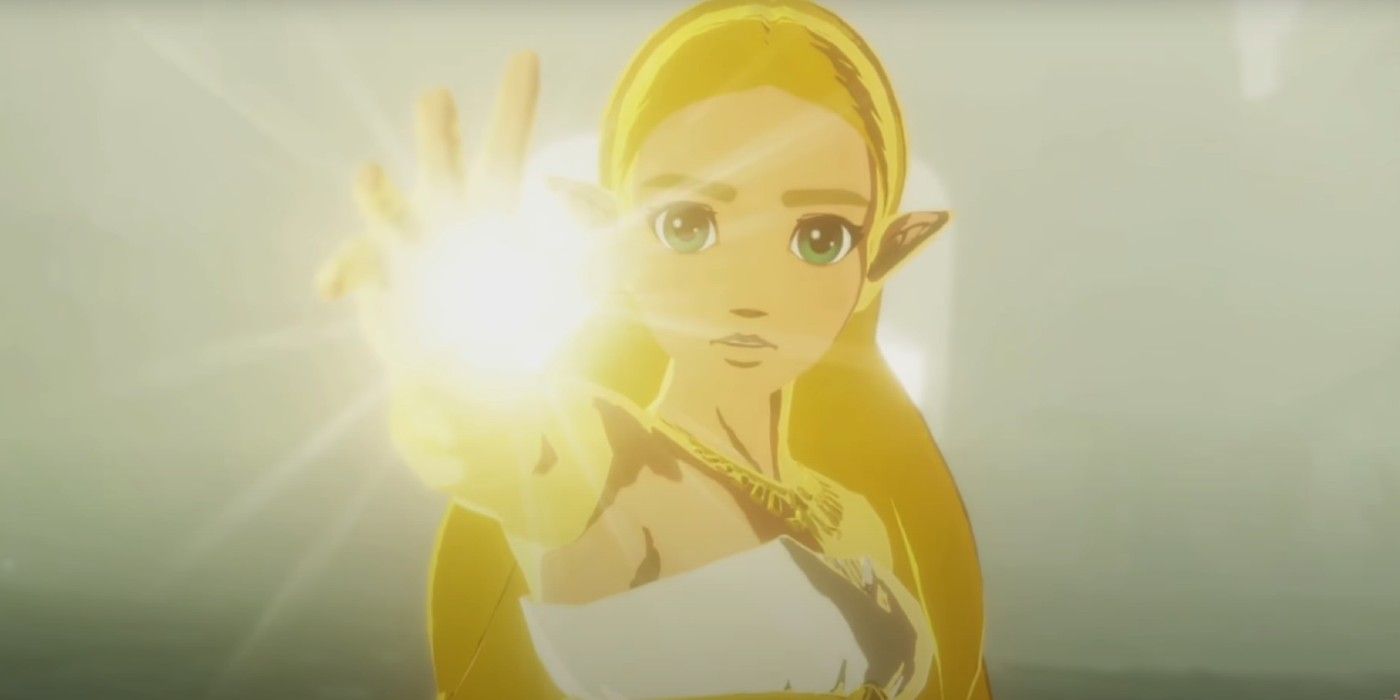 Zelda casts a spell in Breath of the Wild.