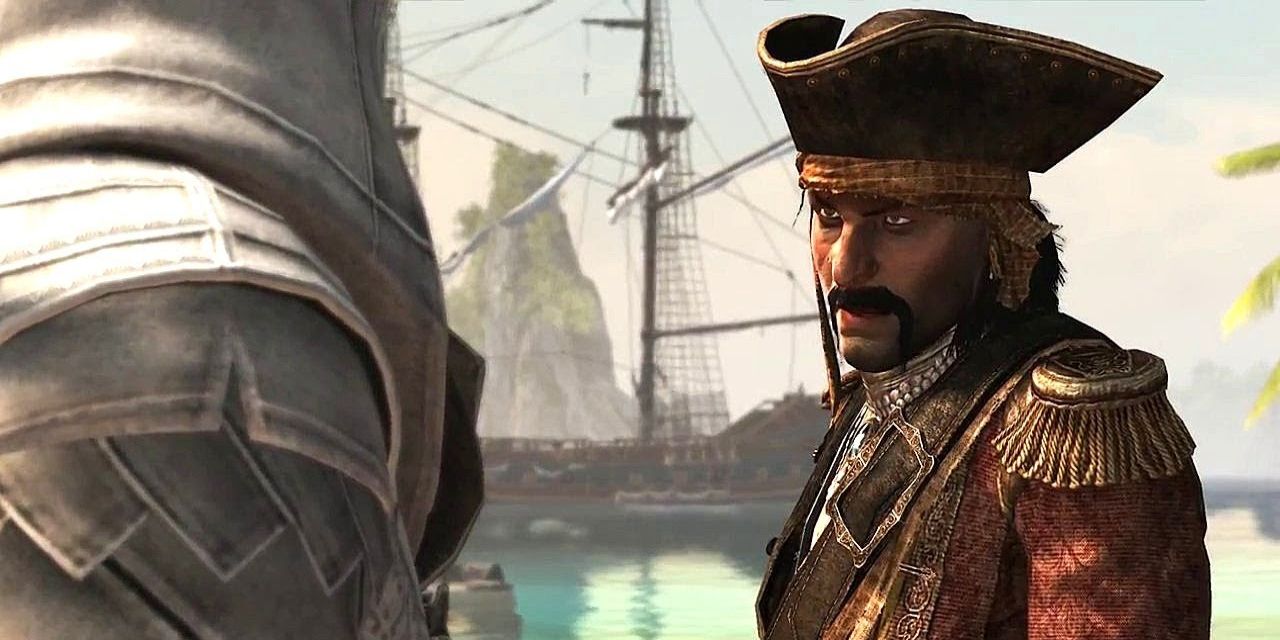 Bartholomew Roberts looks at Edward in Assassin's Creed 4: Black Flag.