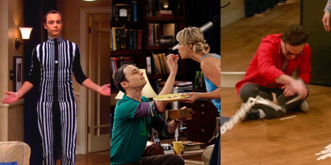 Split image of Sheldon. Penny, and Leonard from The Big Bang Theory.