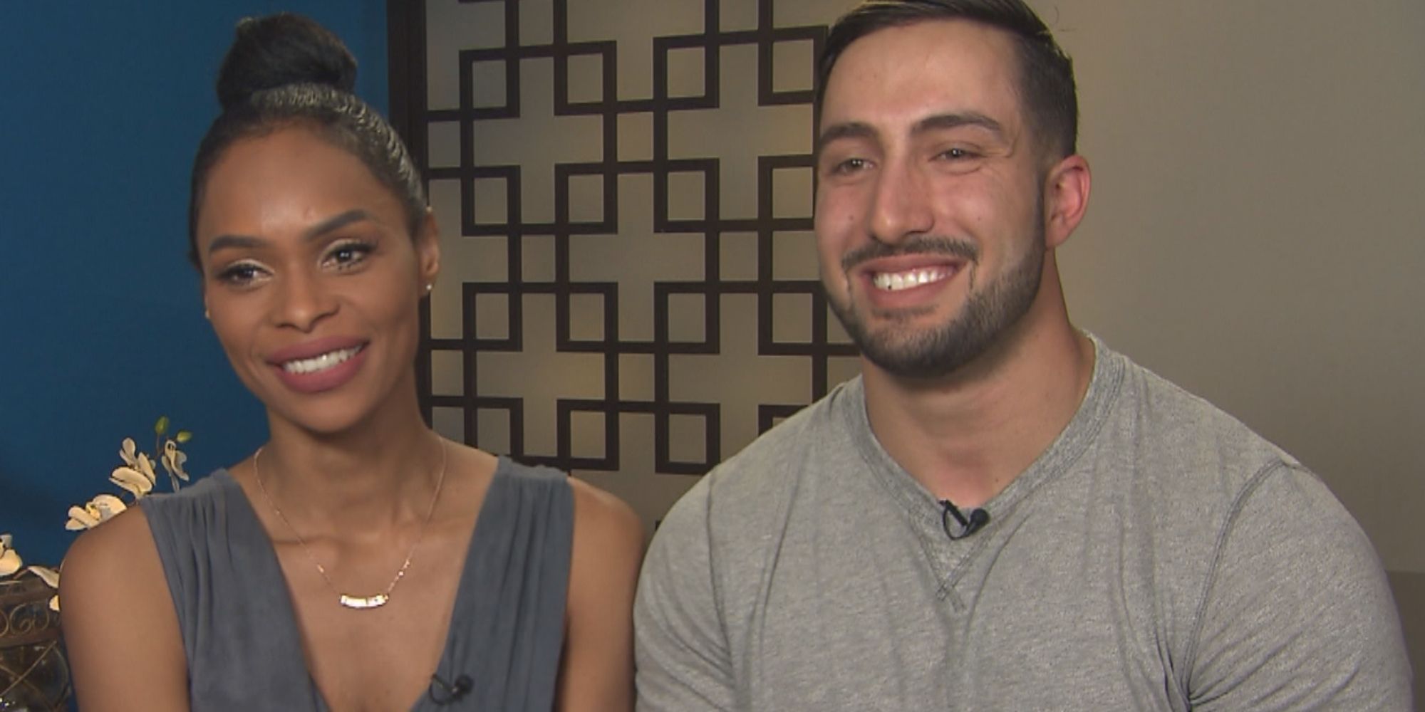 Ika and Demetres smiling while talking to the camera in Big Brother Canada