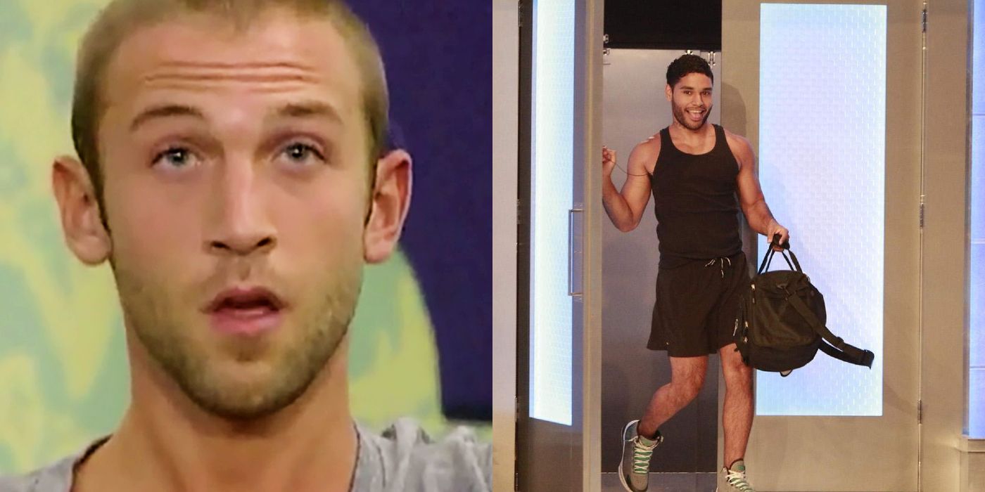 Split image: Dustin Erikstrup reacts to his Big Brother eviction, Jozea Flores exits the Big Brother house