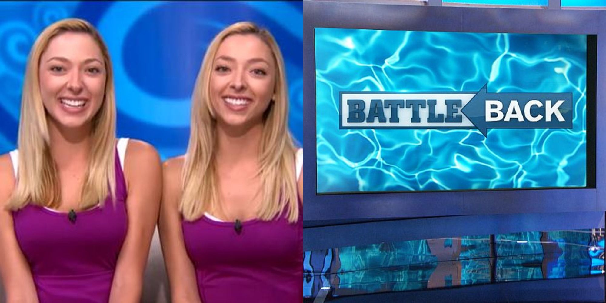 Split image showing the Nolan Twins and the Battle Back logo in Big Brother