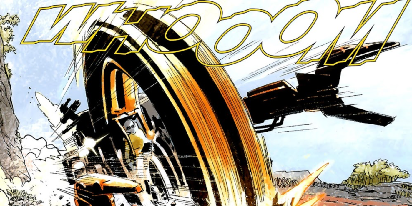An updated Big Wheel speeds toward Johnny Blaze in Ghost Riders: Heaven's On Fire.
