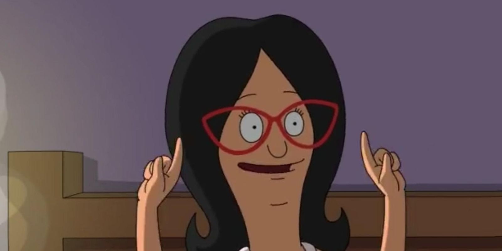 Close up of the character Linda from the Bob's Burgers animated series.