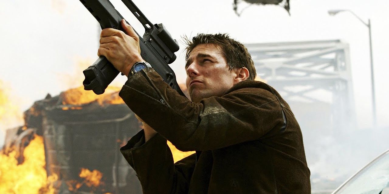 Ethan Hunt fires gun into the sky in Mission: Impossible 3